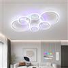 ZAITINZ Plafoniera LED Soffitto 6 Anelli, Lampadario Moderno 70W 4200LM | Lampada da Soffitto Moderna Dimmerabile con Telecomando, 3000-6000K, Luce Ambiente 3 Colori per Soggiorno e Sala da Pranzo