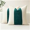 Artscope 2 Pezzi Federe Cuscini in Cotone Lino e Velluto per Divano Copricuscini di Geometrico per Decorazione Domestica Soggiorno Camera da Letto Divano 50x50cm, Blu Verde