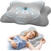 Autsel Cuscino Cervicale Memory Foam a Farfalla con Doppia Altezza (11/13 cm) e Supporto per Braccia - Design Ergonomico per Dormire su Fianco, Schiena o Pancia, Fodera Lavabile, Grigio chiaro