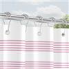 Lerores Tenda da doccia con anelli in metallo 180x200 cm, strisce rosa, fondo pesante antimuffa, in tessuto idrorepellente, lavabile, set di tende da bagno in poliestere con occhielli per bagno, vasca da