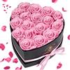 Touloube 17 Pezzi Regalo di Festa della Mamma per Donne con Rose Stabilizzata Vera - Fiori Eterni in Scatola Cuore, Ideale per Lei Fidanzata Mamma, Fiori Stabilizzati, Regalo Compleanno, Romantico, Donna
