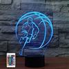 SUPERRUIDALONG Lampada da basket 3D telecomando 16 colori luci notturne illusione acrilico LED tavolo comodino cameretta cameretta scrivania decorazione compleanno carino giocattolo per bambini e adulti