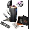 Calmaya Miglior Regalo di Natale Uomo Donna Accendino Elettrico Ricaricabile USB 4 in 1 Accendifuoco a Doppio Arco Coltello Svizzero Apribottiglie Accessorio da Escursione Idea Gift Originale per Fumatori