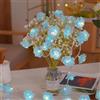 ZVO Catena di luci LED a forma di rose, 3M con 20 luci LED, alimentata a batteria, ghirlanda floreale per interni, matrimonio, camera da letto, decorazione per Natale e San Valentino (Blu)