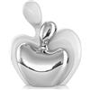 XMGZQ Mini Statua di Coppia che si Abbraccia, Figura in Ceramica per Amanti, Decorazione per la Casa, un Regalo Romantico per Lei in Anniversario di Nozze e San Valentino (Bianco Argento)