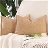 Madizz 2 Pezzi Copri Cuscini in Velluto Chenille con Bordo Decorativo Neutri Morbido Copricuscini Fodere per Cuscino Lusso Stile Arredi per Casa Divano Beige 30x50 cm