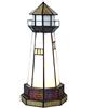 Bieye L30626 Lampada da tavolo in vetro colorato in stile Tiffany a forma di faro, luce notturna per la decorazione della casa (Arancia, 15 x 15 x 31 cm (L x P x H))