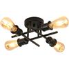 Pheashine Plafoniera Sputnik Vintage Nero, Lampadario da Soffitto 4 Luci, Lampada Industriale Semi Incasso E27 per Cucina, Soggiorno, Camera