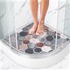 MACUNIN Tappetino doccia angolare antiscivolo 70 x 70 cm - Morbido e confortevole tappetino da bagno con fori di drenaggio, PVC-Luffa massaggio tappetino antiscivolo per doccia, inserto doccia antiscivolo ad