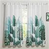 PONY DANCE - Tende per Interni Decorazioni Natalizie Stampata in Voile di Lino con Foglie di Banana Tende Soggiorno e Camera da Letto Moderne Piante Verdi per Balcone, L 132 x A 160 cm, 2 Pezzi