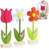 com-four® 3x Supporti decorativi per Pasqua e primavera, simpatici fiori | Decorazione pasquale da appoggiare
