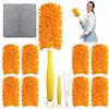 Qibivfo Set di 8 spolverini lavabili per Swiffer Duster, riutilizzabili a 360° in microfibra, con 1 manico e panno per la pulizia, ricambio per il magnete della polvere Swiffer, set per la casa