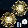 KIKILIVE Fuochi d'artificio Luci, USB Luci Alimentato con Telecomando, 2 pezzi 8 Modalità Filo di Rame Luci Stringa per Decorazione di Giardino di Festa di Nozze