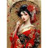QENSPE 5D Diamond Painting Donna Giapponese, Kit per Diamond Painting Adulti, Geisha Pittura Diamante Fai da Te Painting Kit Completo, Decorazione per Casa e Pareti 30x40cm