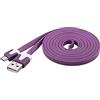 PremiumCord Cavo di Collegamento Piatto USB - Micro USB PVC 2m, USB A Maschio a Micro B Maschio, Cavo Dati USB 2.0 Ad Alta velocità, 2X Schermato, AWG28, Colore Viola, Lunghezza 2m