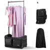 VEVOR Borsa per Costumi da Ballo con Ruote da 584,2 mm Borsone da Ballo con Porta USB, Altezza Regolabile, Porta Abiti per Viaggi e Gare, Costruzione Durevole, Nero Opaco