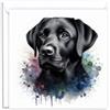 Stag Gallery Biglietto di auguri con labrador retriever, effetto acquerello, colore nero