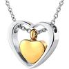 Beydodo Collana con Cuore in Acciaio Doppi Cuori Oro/Argento/Nero Collana con Pendente in Acciaio Inox Collana Urna Cineraria