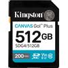 Kingston Technology 512GB SDXC Canvas Go Plus Gen4 200MB/s C10 UHS-I U3 V30