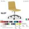SEIPO SLOT SL0010 Poltrona girevole base 5 razze con ruote cinque razze in alluminio spazzolato e lucidato ECOPELLE D2