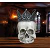 FIESTAS GUIRCA | Teschio con Corona in Poliresina (14x11 cm) - Decorazione di Halloween per Feste di Scheletri e Celebrazioni Terrificanti - Ideale per Ambienti Gotici e di Paura - Bianco