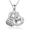 YAFEINI Guantoni da boxe, collana in argento sterling 925, ciondolo con credenza turchese, gioiello punk ispiratore per uomini e donne, compleanno, Natale, San Valentino.