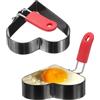 QUARKZMAN 2Pcs Anelli Per Uova A Forma Di Cuore Acciaio Inossidabile | Antiaderente, Con Manico In Silicone, Per Piastra Uova Sandwich Omelette Colazione