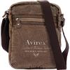 Avirex Borsello a Tracolla in Canvas e Pelle Bovina Anticata, Borsa a Tracolla Uomo in Stile Militare, Collezione 140506 CNV0H (Verde Kaki)