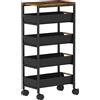 HOMCOM Carrello da cucina, carrello di stoccaggio su ruote a 5 livelli con 4 cassetti estraibili, scaffale portaoggetti, nero | Aosom Italy