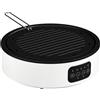 HOMCOM Piastra Elettrica Cucina 2 in 1 con Cottura a Infrarossi, in Acciaio e Vetro, 34x36x10 cm, Bianco | Aosom Italy