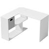 HOMCOM Scrivania Angolare Moderna con Scaffale e Cassetto in Tessuto, 110x100x75 cm, Bianco | Aosom Italy