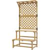Outsunny Fioriera con Grigliato per Rampicanti, 2 Ripiani e Barra Superiore, in Legno di Abete, 75x50x166 cm, Giallo | Aosom Italy