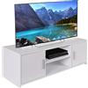 BAKAJI Mobile Mobiletto TV in Legno MDF Credenza con Base Televisione 2 Scomparti Aperti Porta Console Videogiochi DVD e 2 Ante Dimensione 110 x 35 x 36 cm Colore Bianco Design Moderno