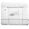 roba Materassino per Fasciatoio Happy Cloud - per Bambini e Neonati - 85 x 75 cm - Morbido e Idrorepellente - Rivestito in PU - Motivo con Nuvolette - Bianco e Verde