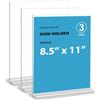 newnewshow Espositore verticale a doppia faccia in acrilico da 8,5 x 11 cm, confezione da 3 (opzionale 8,5 x 11 cm, 8,5 x 5,5 cm, 5 x 7 cm, orizzontale e verticale)
