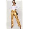 Fatto a mano Pantaloni da ufficio abbigliamento formale donna pelle di agnello oro fatti a...