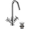 Bristan Cruzar - Miscelatore per lavabo con scarico clicker, cartuccia in ceramica, rubinetto da bagno, finitura cromata