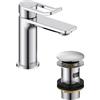 Bristan Saffron Eco Start - Miscelatore per lavabo piccolo, con scarico clicker, rubinetto da bagno, finitura cromata