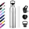 Borraccia Termica In Acciaio Inox 600ml Con Cannuccia – Stile Retrò Margherite, Manico, Senza BPA