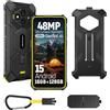 Ulefone RugKing 3 Pro Cellulare Android 15, 5700mAh AI Rugged Smartphone 16GB+128GB/SD-2TB, Octa-Core 48MP+8MP Telefono Impermeabile 6.56 120Hz, 120LM Super Torcia/3-Slots/OTG/NFC/GPS Verde