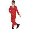 FIESTAS GUIRCA | Costume Mister Buffon Bambini (7-9 anni) - Giacca, Cravatta e Pantaloni - Costumi da Pagliaccio per Halloween, Carnevale e Feste in Maschera - Ideale per Bambini - Rosso