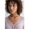 Intimissimi Maglia Scollo A V Ultralight Con Cashmere E Pizzo Viola