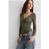 Intimissimi Maglia Scollo A V Ultralight Con Cashmere E Pizzo Verde