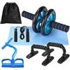 MAGIC SELECT Kit allenamento con rullo addominali, corda elastica di resistenza con pedali e tappetino per ginocchia, set fitness 5 in 1 esercizi in casa e palestra. K4706