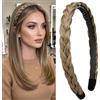 BOBIYA Fascia per capelli sintetici intrecciata, con denti, accessorio per donne e ragazze (biondo scuro)