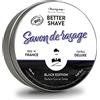 MONSIEUR BARBIER Sapone da barba 100% naturale e francese di Monsieur BARBIER | Black Edition TONKA | Il tradizionale sapone da barba per eccellenza | A base di burro di karité e noce di cocco | BIO e VEGAN | 150mL