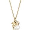 Elli Collana con Pendente con Motivo Angelo Su Perla D'Acqua Dolce da Donna, in Argento 925, Oro, Misura 45