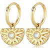 Elli Orecchini Donna Creoles Vintage Ciondolo ornamento tendenza Blogger con pietra di luna in argento 925 placcato oro
