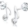 Elli Orecchini Donna Motivo Musica Giocoso con Cristalli in Argento Sterling 925