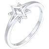 Elli Women's 925 Sterling Silver Xilion Cut Crystal Star Ring